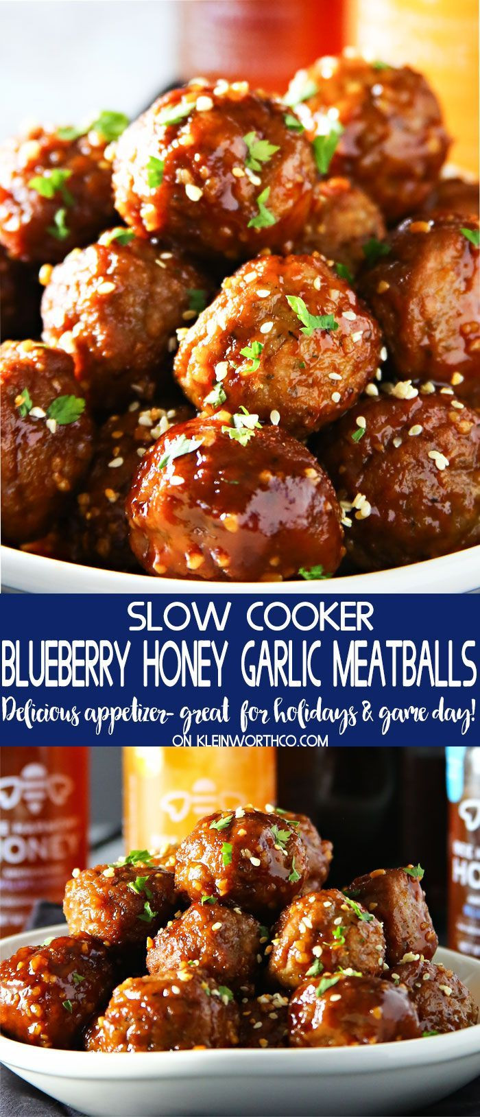 14 Easy Slow Cooker Appetizers
 Slow Cooker Blueberry Honey Garlic Meatballs are an easy