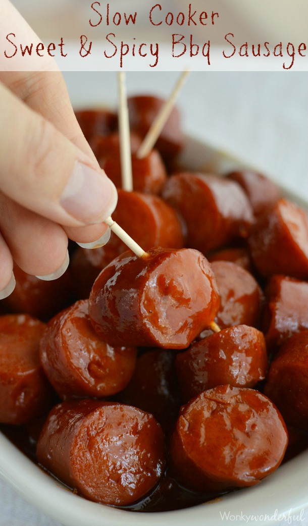 14 Easy Slow Cooker Appetizers
 Slow Cooker Recipe Sweet and Spicy Bbq Sausage