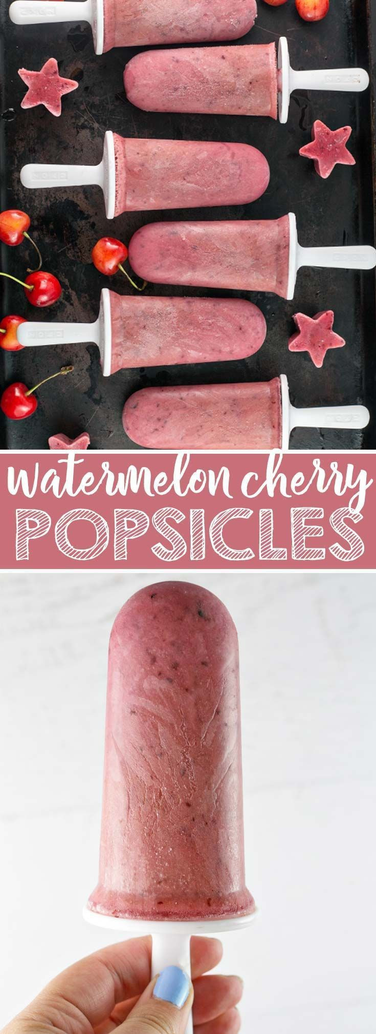 4 Ingredient Desserts
 4 Ingre nt Watermelon Cherry Popsicles