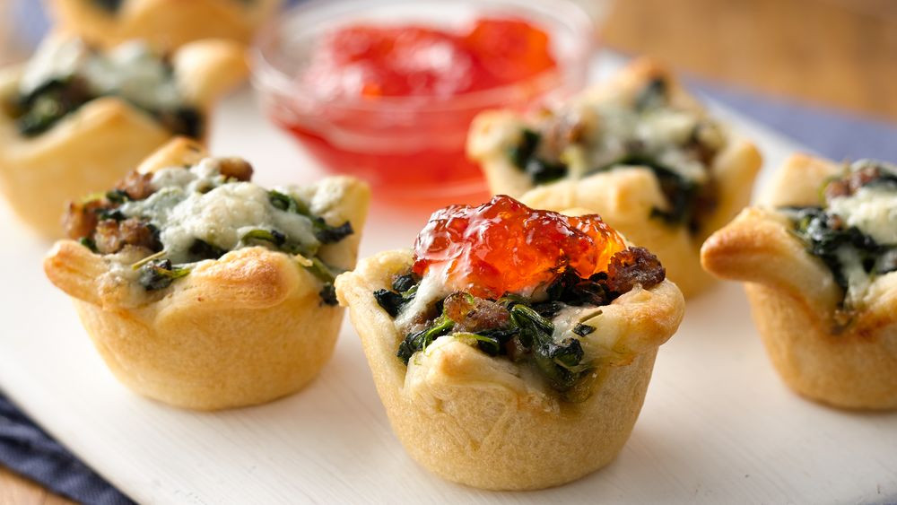 Appetizers Made With Crescent Rolls
 Sausage and Blue Cheese Crescent Cups recipe from