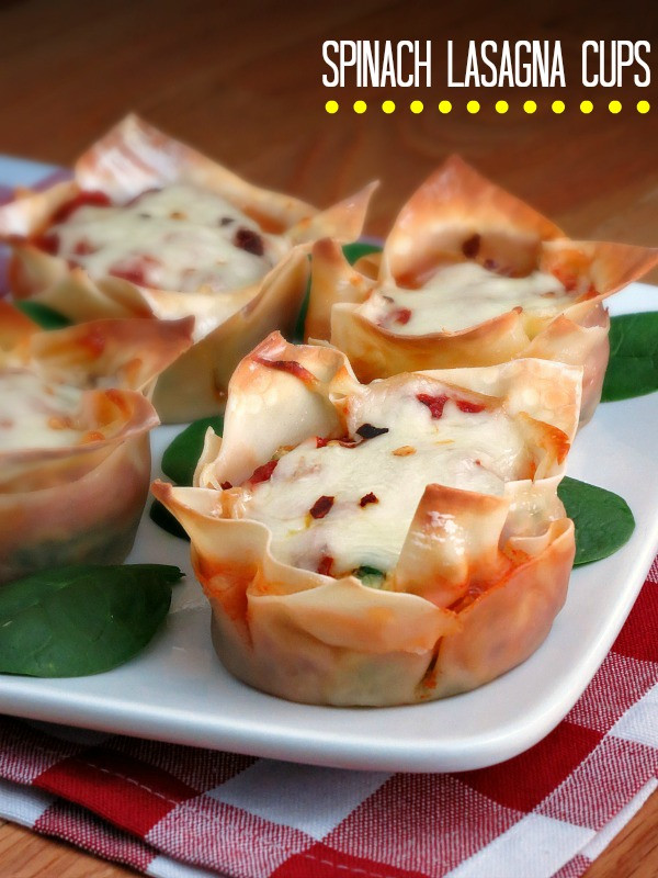 Appetizers That Go With Lasagna
 Spinach Lasagna Cups SundaySupper