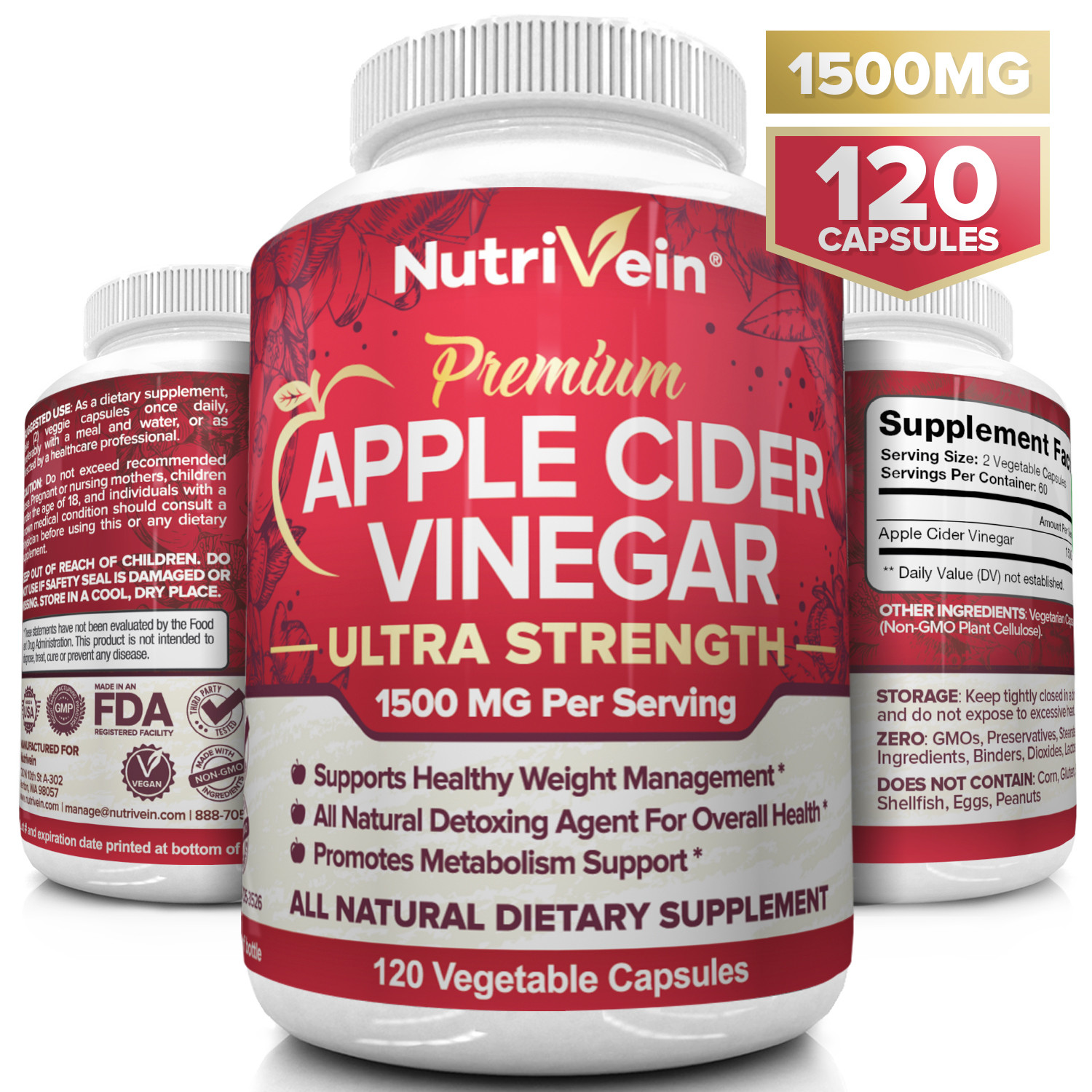 Apple Cider Vinegar Weight Loss Reviews
 Nutrivein Apple Cider Vinegar Weight Loss Supplement 1500