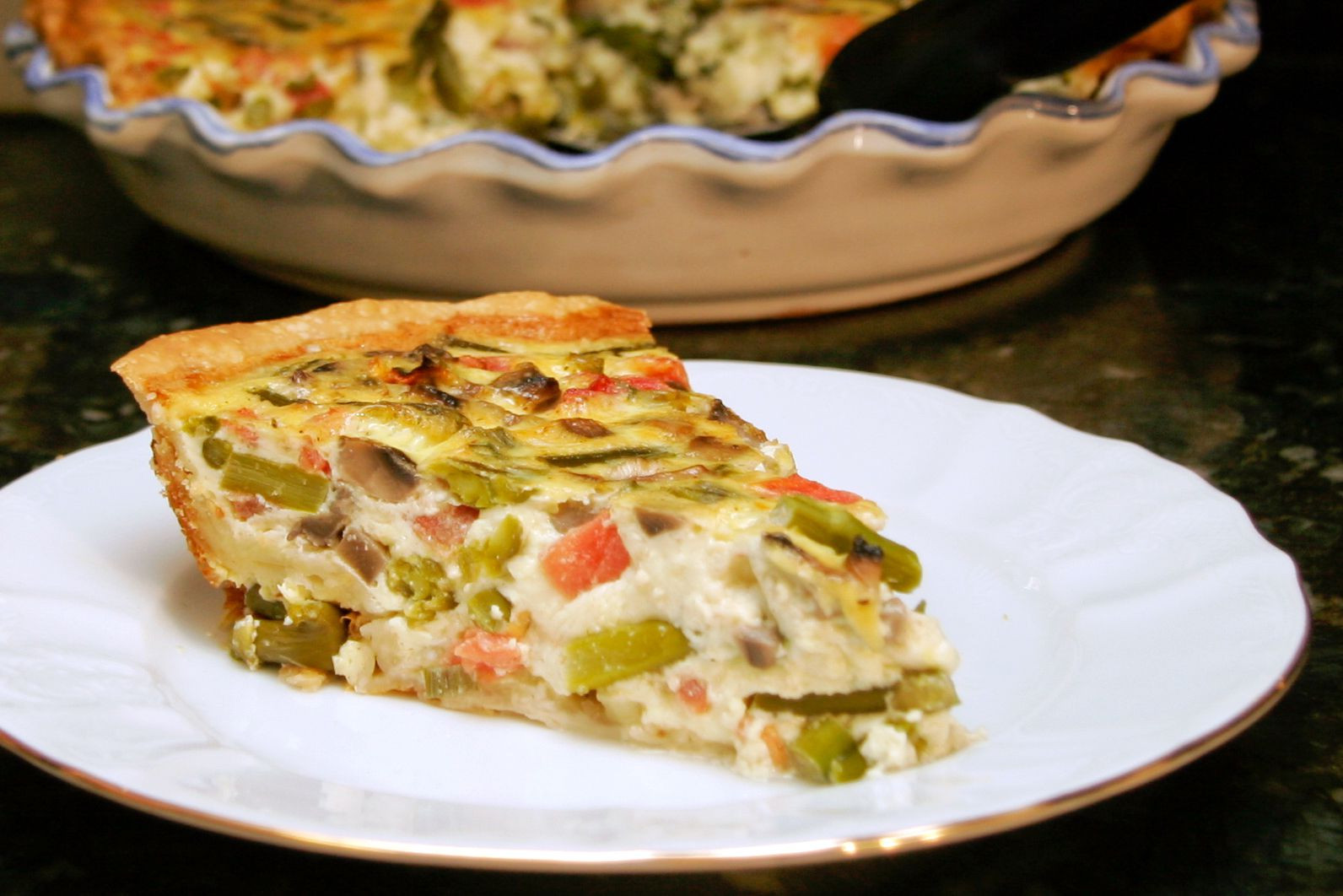 Asparagus And Mushroom Quiche
 Asparagus Quiche Recipe With Mushrooms and Tomatoes
