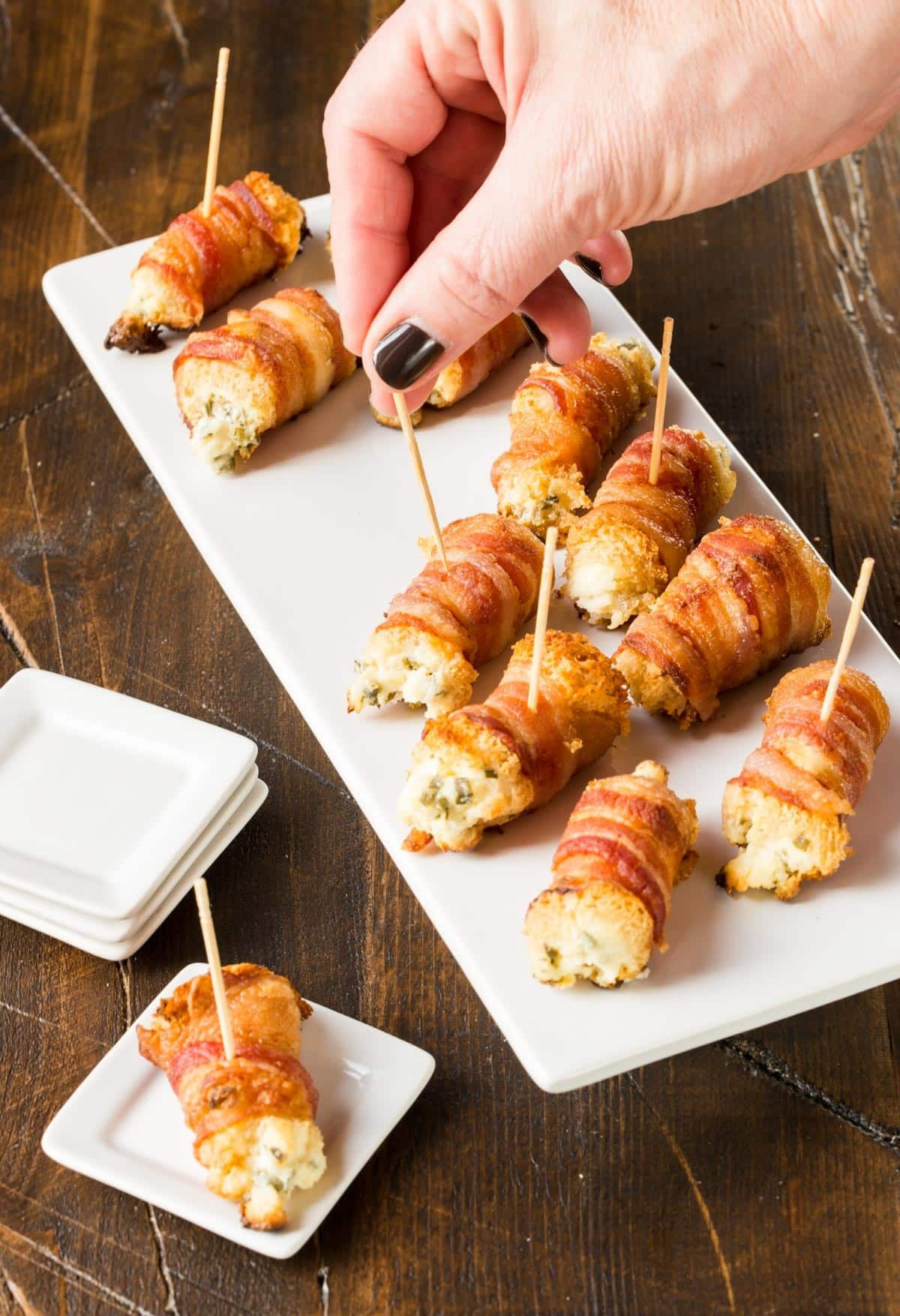 Bacon Wrapped Appetizers Cream Cheese
 Filled with cream cheese and chives these crispy Bacon