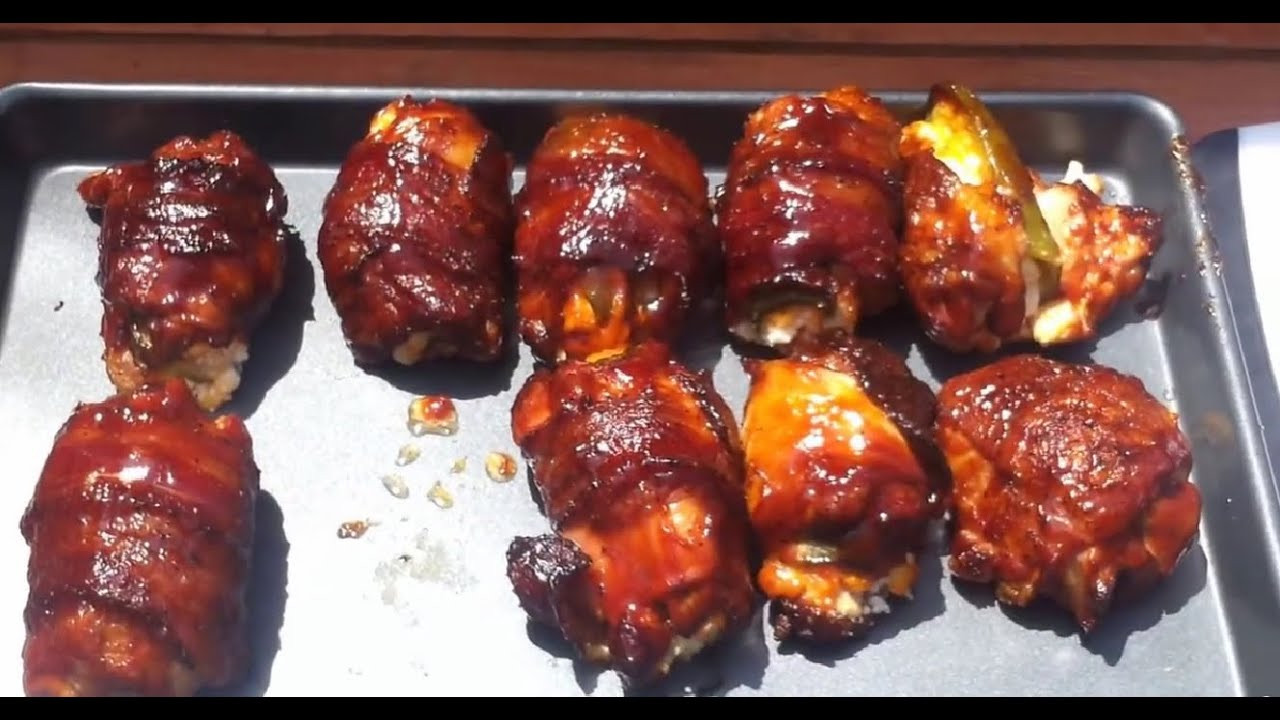 Bacon Wrapped Chicken Thighs
 BACON WRAPPED Chicken Thigh s BBQ Smoked"Snake Bites