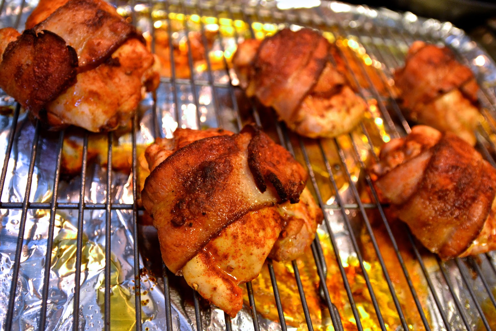 Bacon Wrapped Chicken Thighs
 Explorations of an Amateur Cook Bacon wrapped smoky
