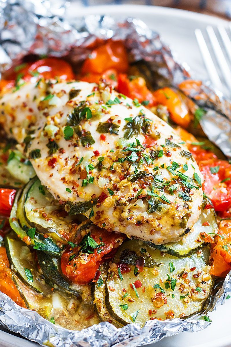 Baked Chicken Breast Recipes Healthy
 Honey Dijon Chicken and Veggies Foil Packs — Eatwell101