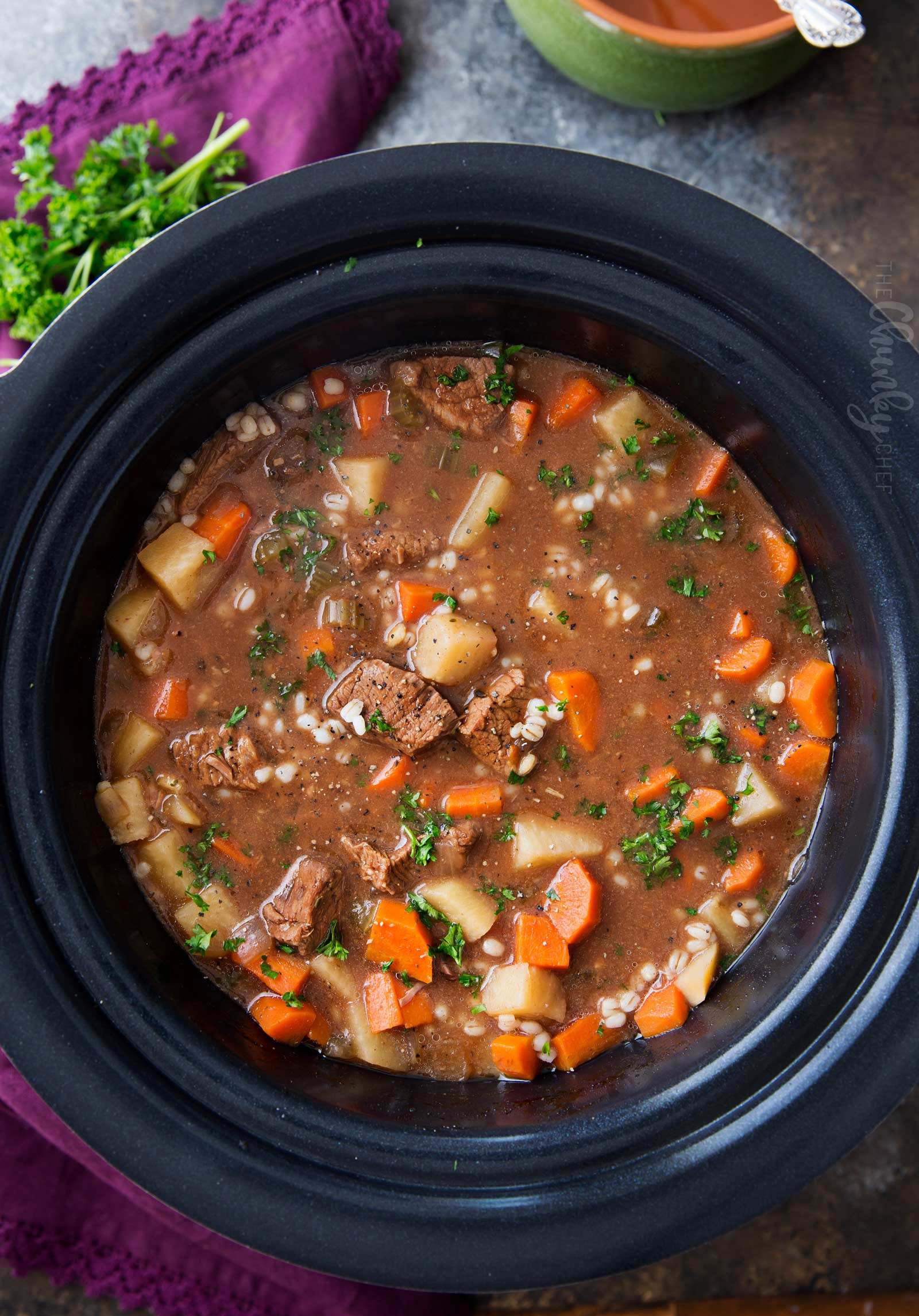 Barley Beef Soup
 Slow Cooker Beef Barley Soup Recipe The Chunky Chef