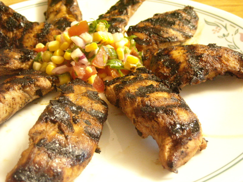 Bbq Chicken Tenders
 Grilled BBQ chicken tenders with grilled corn Recipe by