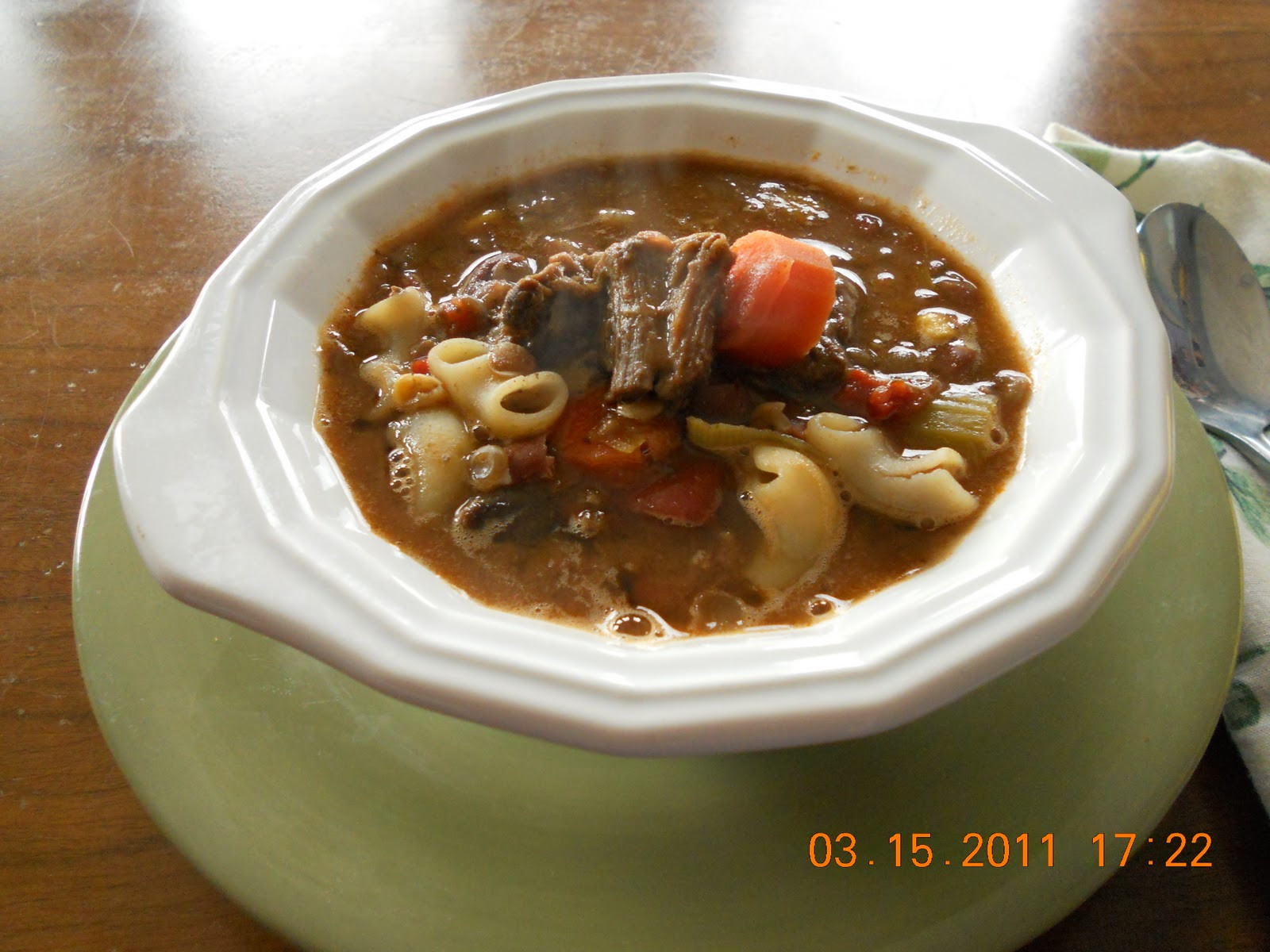 Beef Shank Soup
 Frugality and Crunchiness with Christy Old Fashioned
