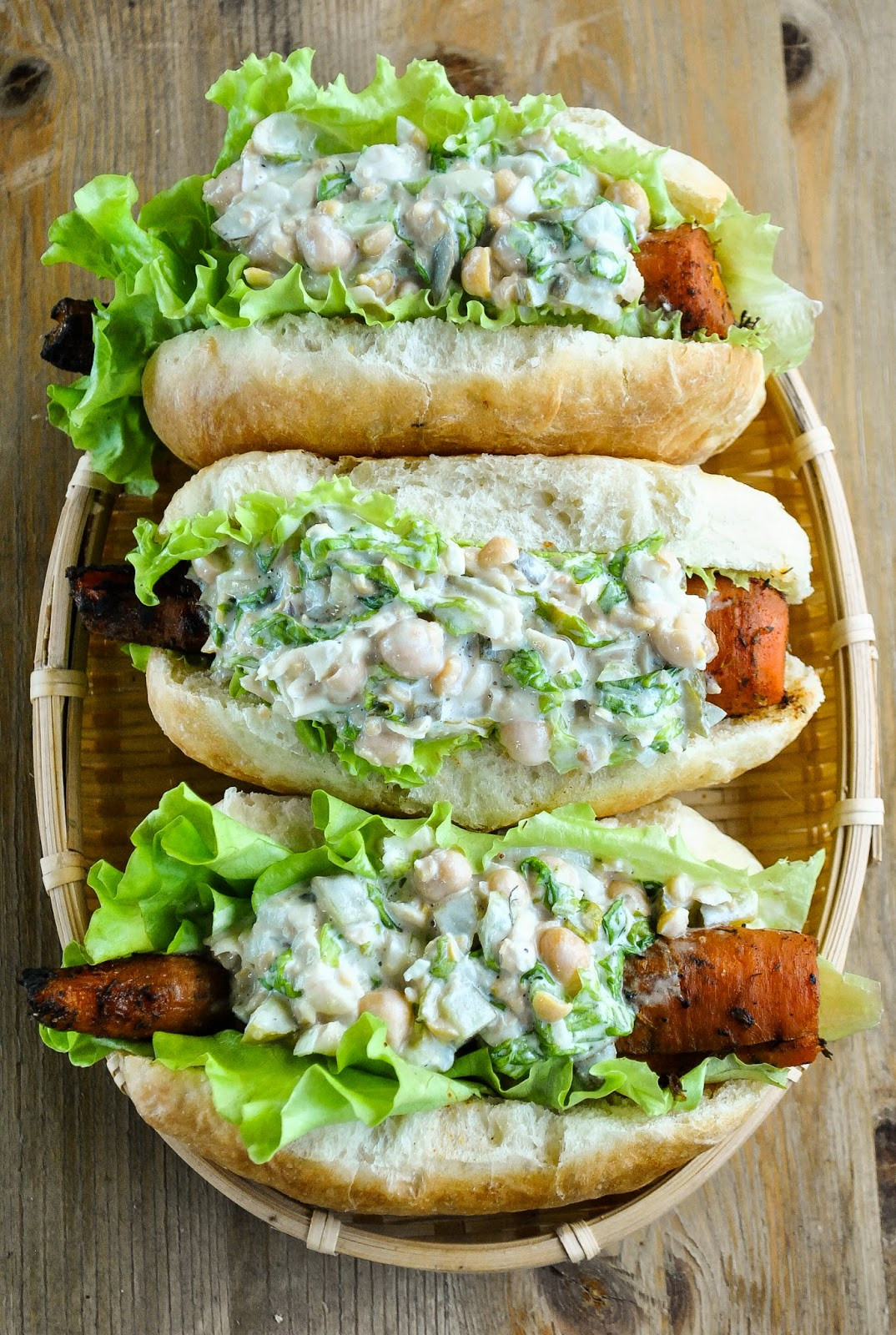 Best Vegan Hot Dogs
 Smoky barbecue carrot hot dogs with creamy chickpea salad