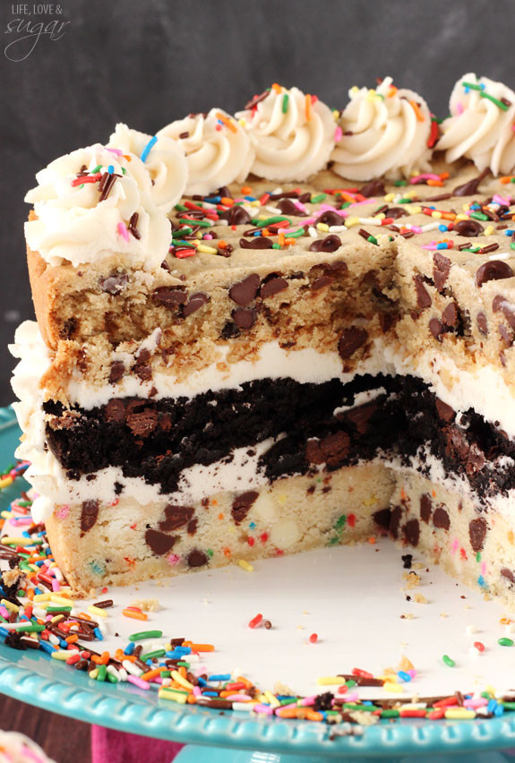 Birthday Cake Cookie Recipe
 Ultimate Chocolate Chip Cookie Layer Cake Life Love and