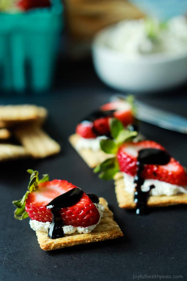 Breakfast Appetizer Recipes
 Strawberry Goat Cheese Bites with Balsamic Reduction