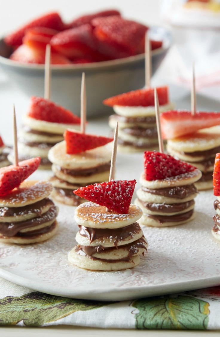 Breakfast Appetizer Recipes
 Strawberry and Nutella Pancake Stackers Perfect bite
