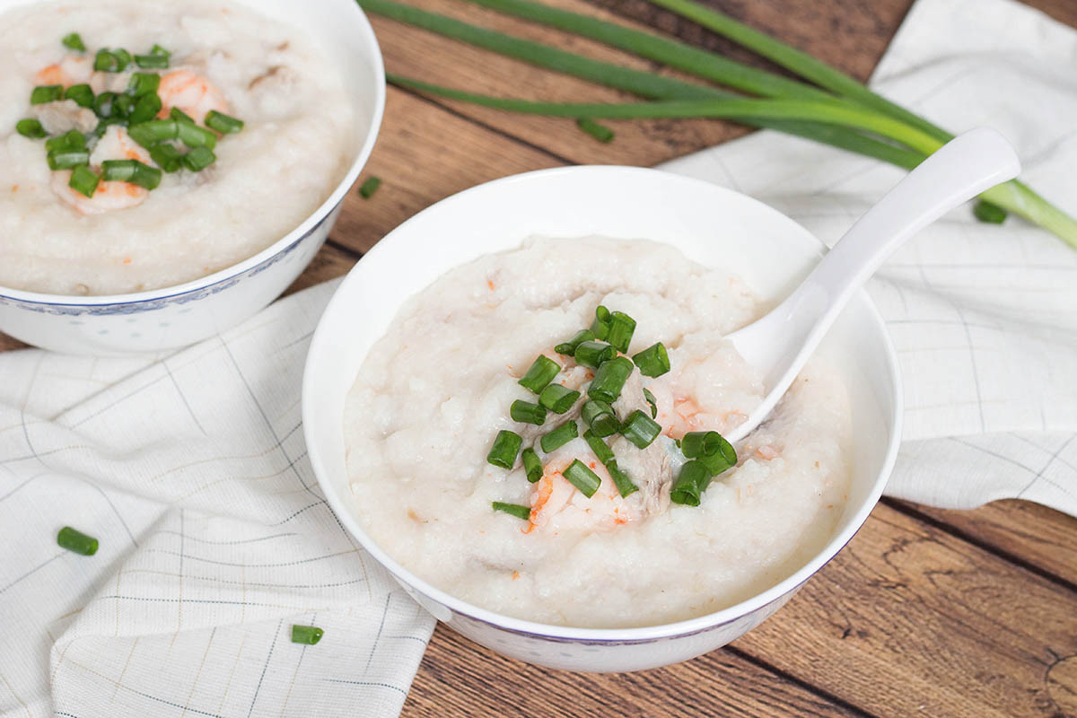 Breakfast Congee Recipe
 Pork and Shrimp Jook Congee Chinese Rice Porridge