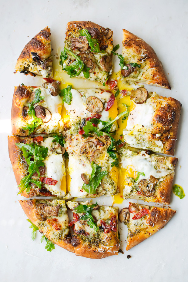 Breakfast Pizza With Eggs
 Breakfast Pizza with Basil Pesto Recipe