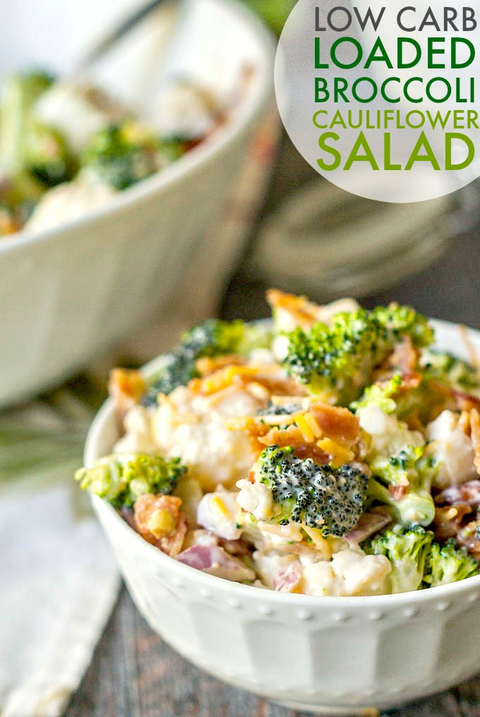 Broccoli Cauliflower Salad Recipe
 Loaded Low Carb Broccoli Cauliflower Salad with Bacon and