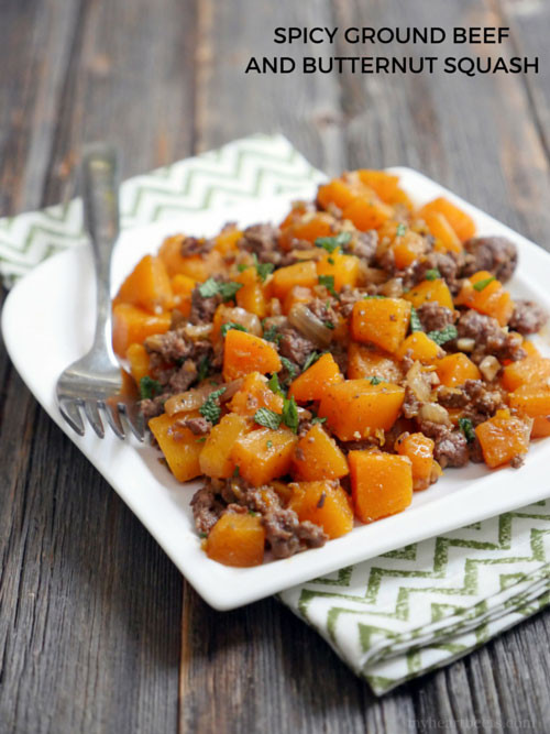 Butternut Squash Ground Beef
 Spicy Ground Beef and Butternut Squash My Heart Beets