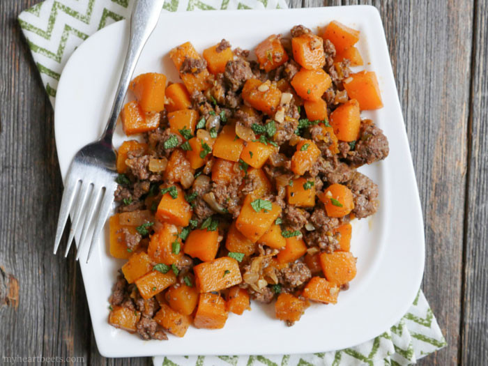 Butternut Squash Ground Beef
 Spicy Ground Beef and Butternut Squash My Heart Beets
