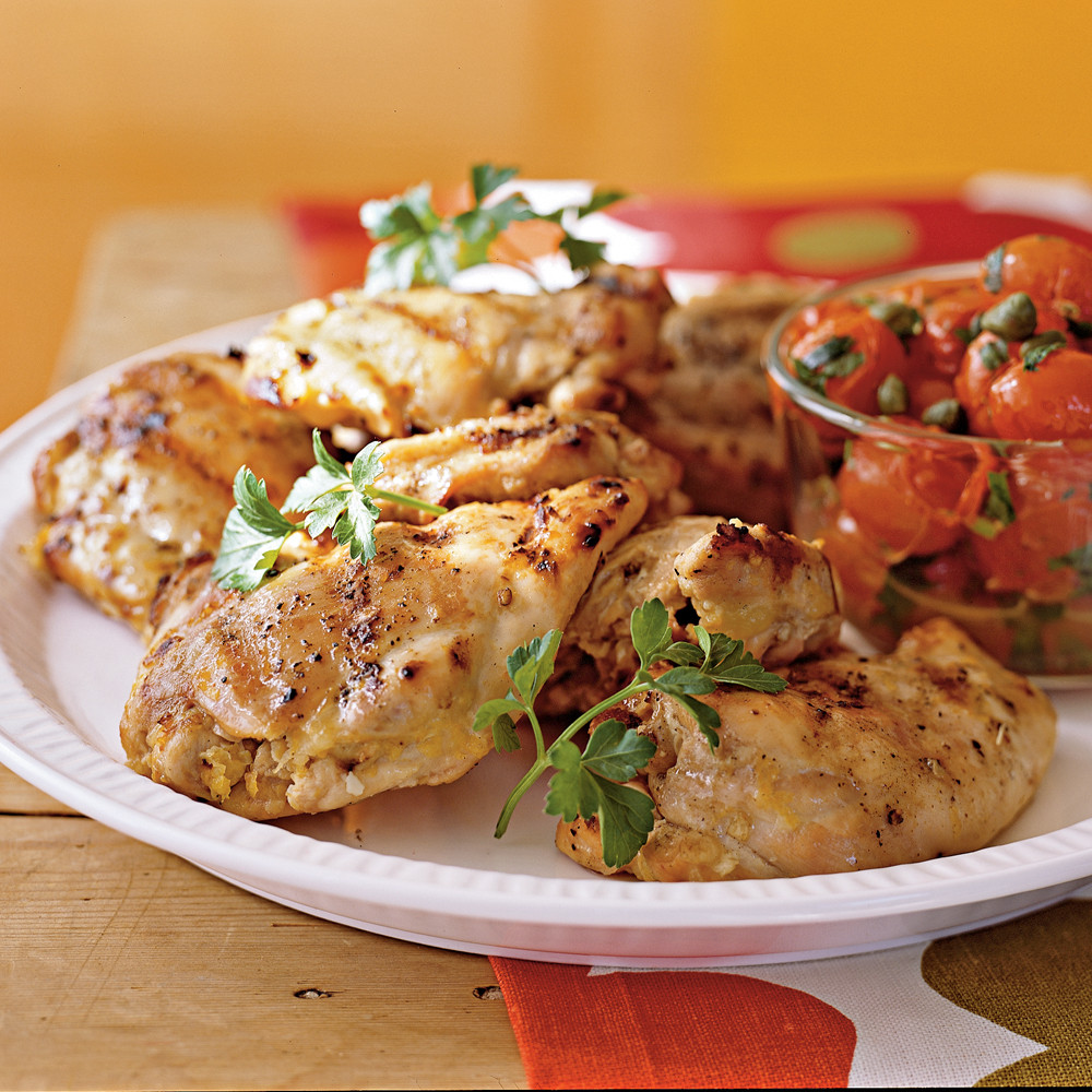 Calories In Roasted Chicken
 Grilled Chicken Thighs with Roasted Grape Tomatoes Recipe