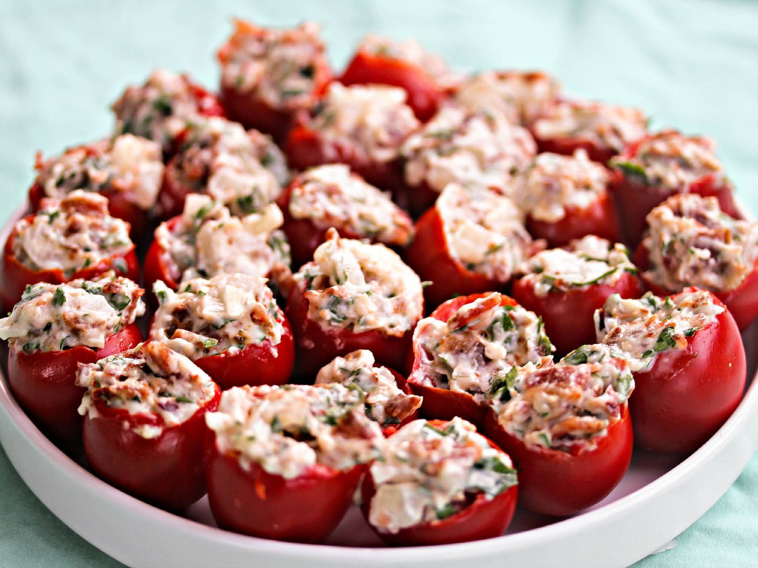 Cherry Tomato Appetizer Recipes
 Stuffed Cherry Tomatoes With Bacon Parmesan and Parsley