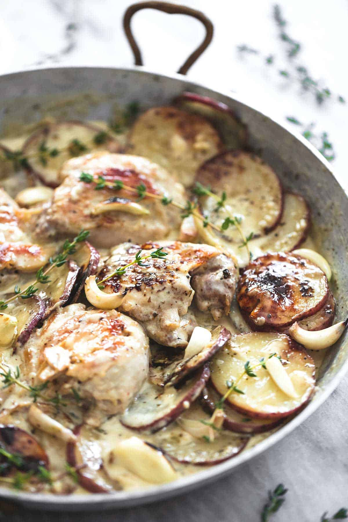 Chicken And Potato Recipes
 e Pan Creamy Garlic Herb Chicken & Potatoes