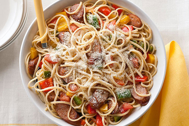 Chicken And Sausage Recipe
 Chicken Sausage Peppers & Tomatoes with Linguine Kraft