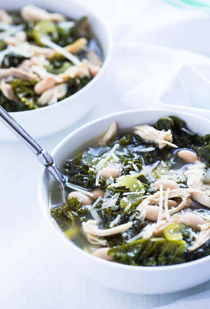 Chicken And White Bean Soup
 Kale Chicken and White Bean Soup