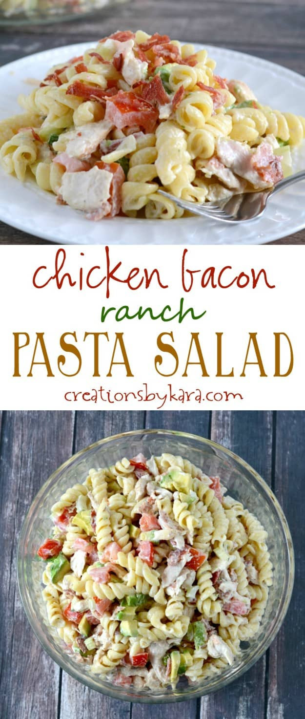 Chicken Bacon Ranch Pasta Salad
 Chicken Bacon Ranch Pasta Salad Creations by Kara