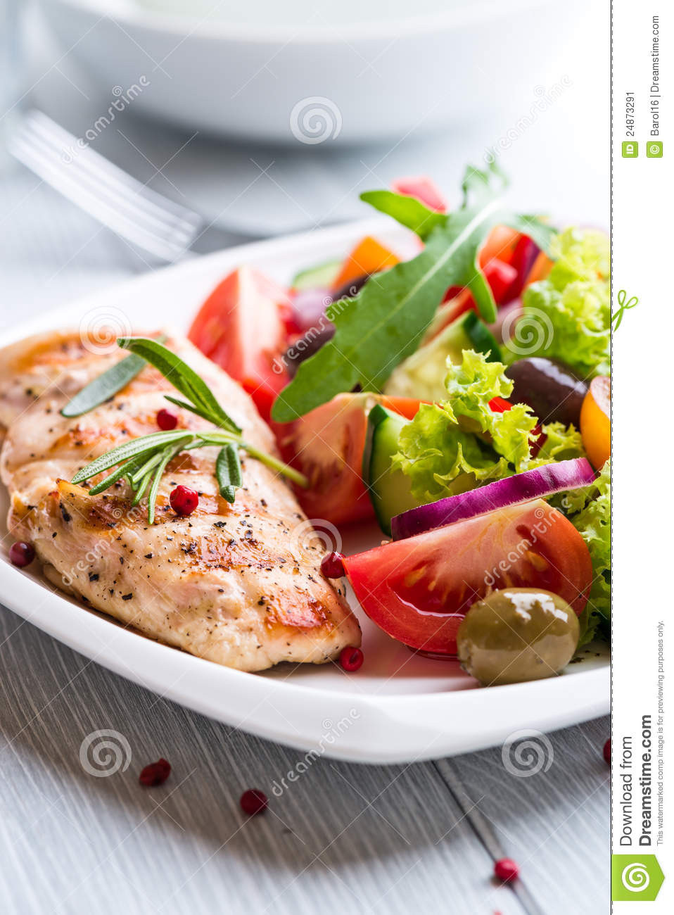 Chicken Breast Salad
 Grilled Chicken Breast With Salad Stock Image Image