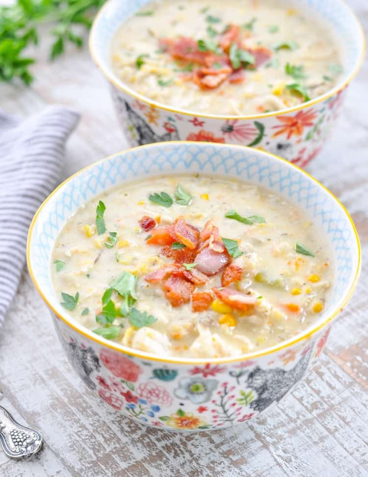 Chicken Corn Soup Slow Cooker
 Slow Cooker Chicken Corn Chowder The Seasoned Mom