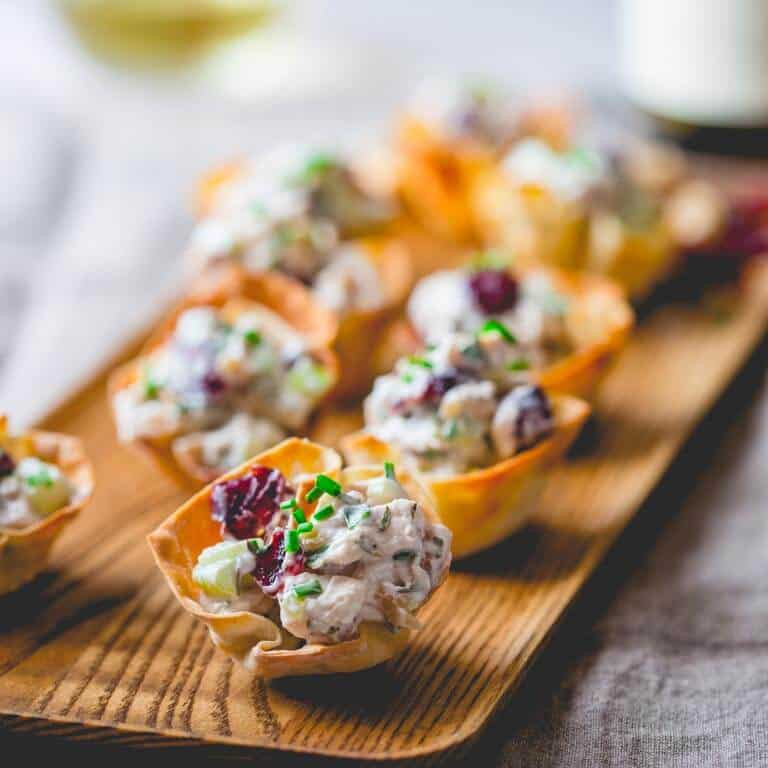 Chicken Salad Appetizers
 15 minute chicken salad bites with cranberries and walnuts
