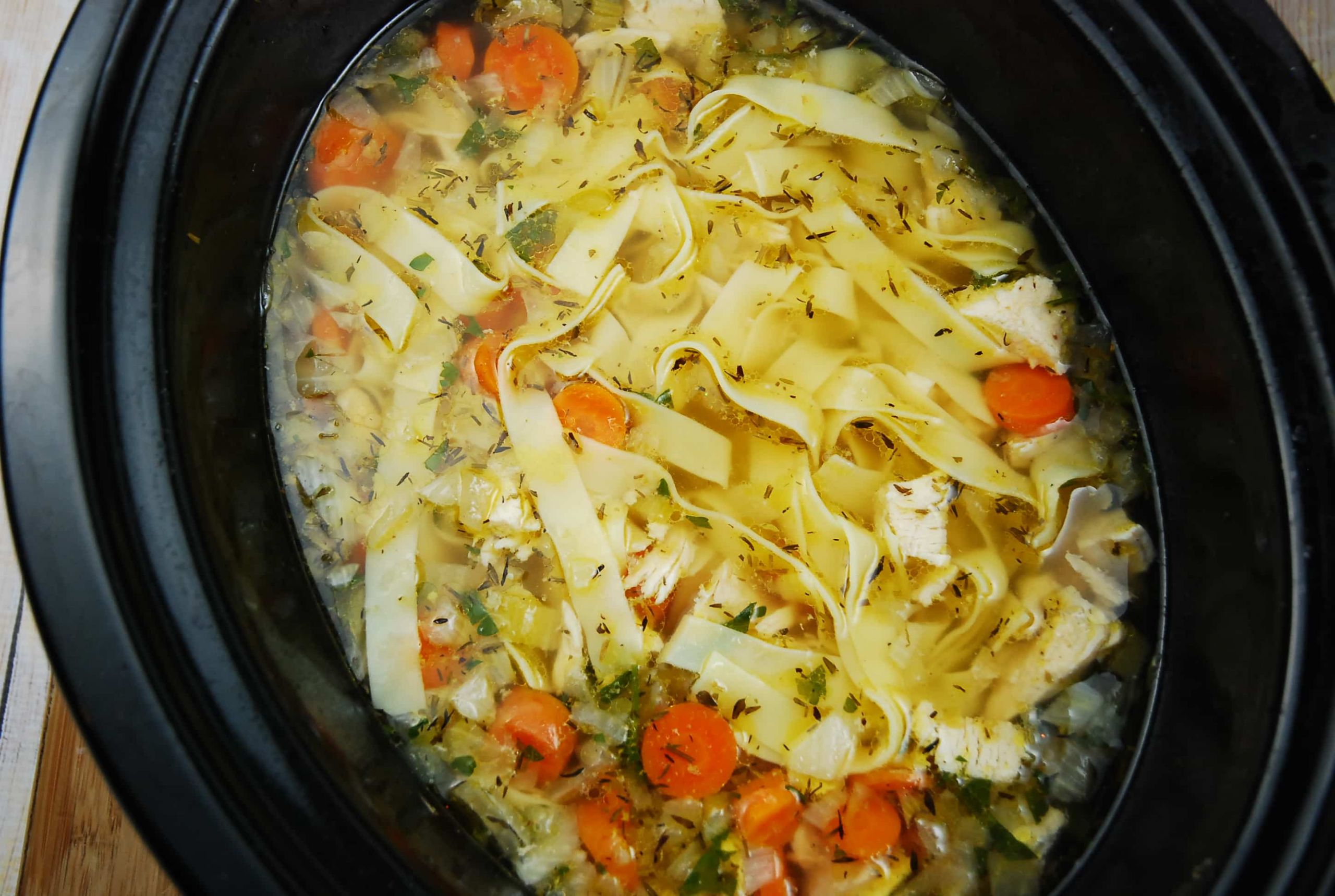 Chicken Soup In Crock Pot
 Crock Pot Chicken Noodle Soup Recipe 4 Points LaaLoosh