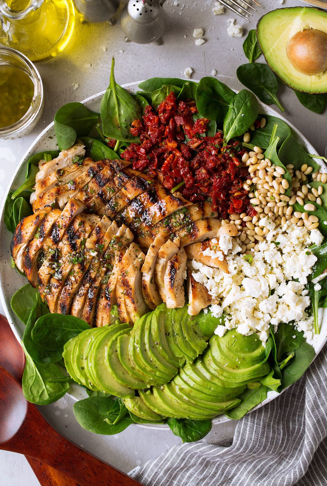 Chicken Spinach Salad
 Grilled Chicken Sun Dried Tomato and Avocado Spinach Salad