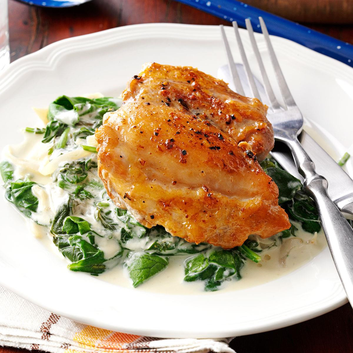 Chicken Thigh Dinner Recipes
 Chicken Thighs with Shallots & Spinach Recipe
