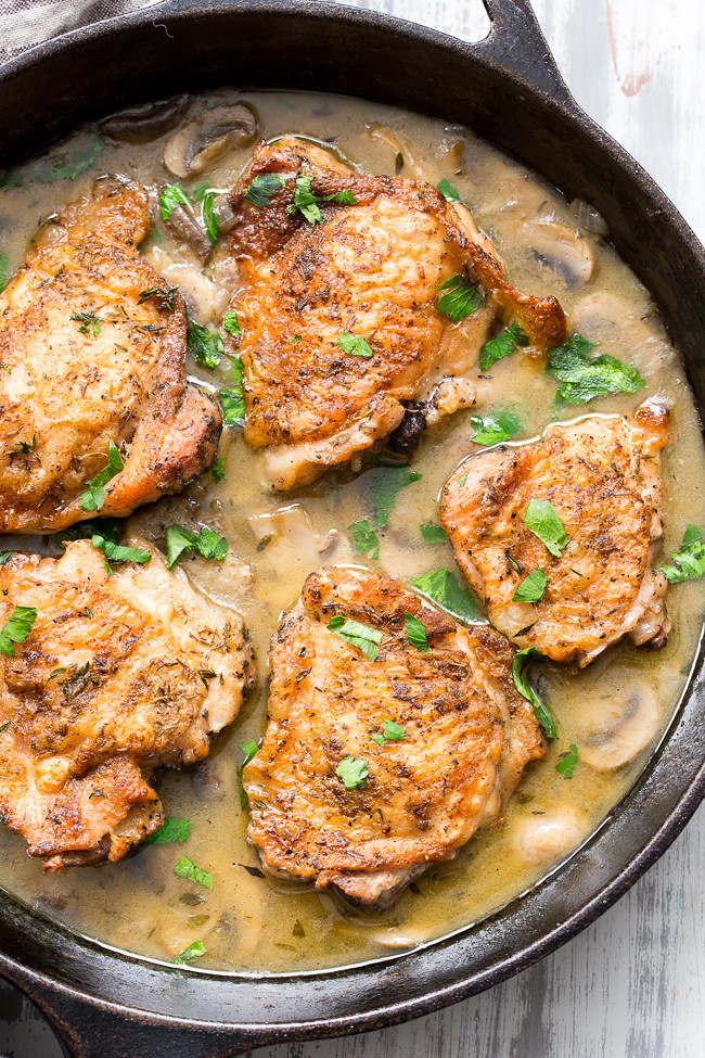 Chicken Thighs And Mushroom Recipes
 Crispy Paleo Chicken with Creamy Mushroom Sauce Whole30