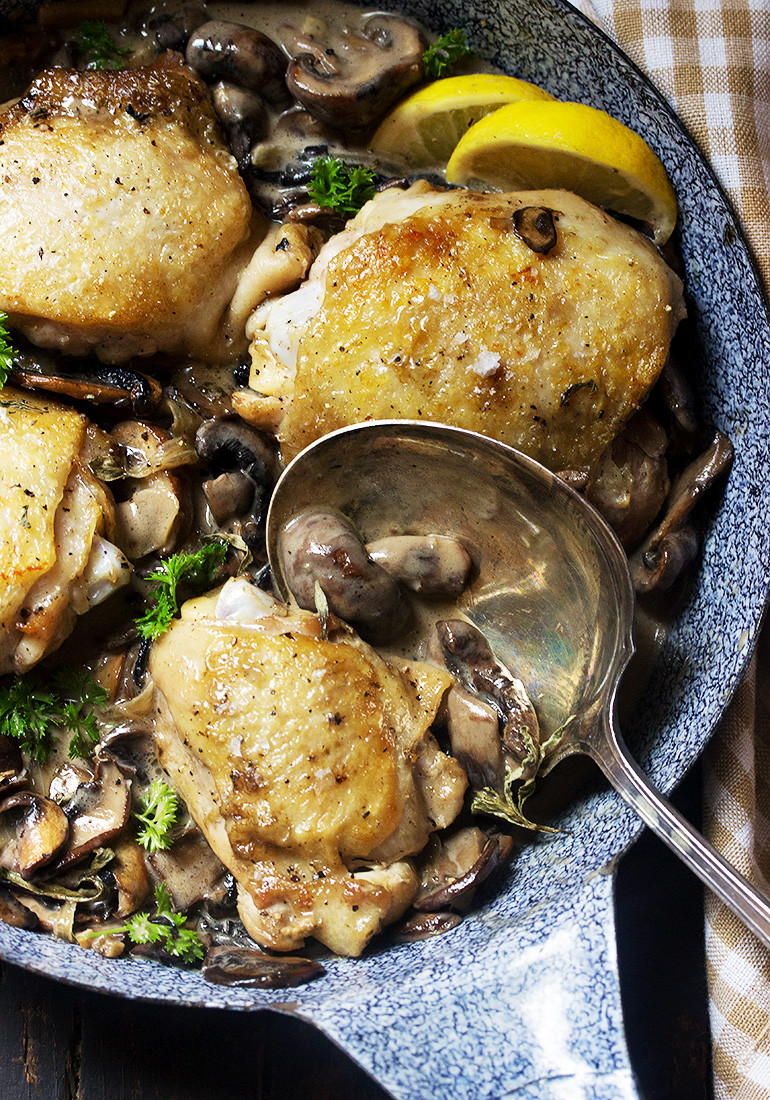 Chicken Thighs And Mushroom Recipes
 Chicken Thighs with Creamy Mushroom Sauce Seasons and