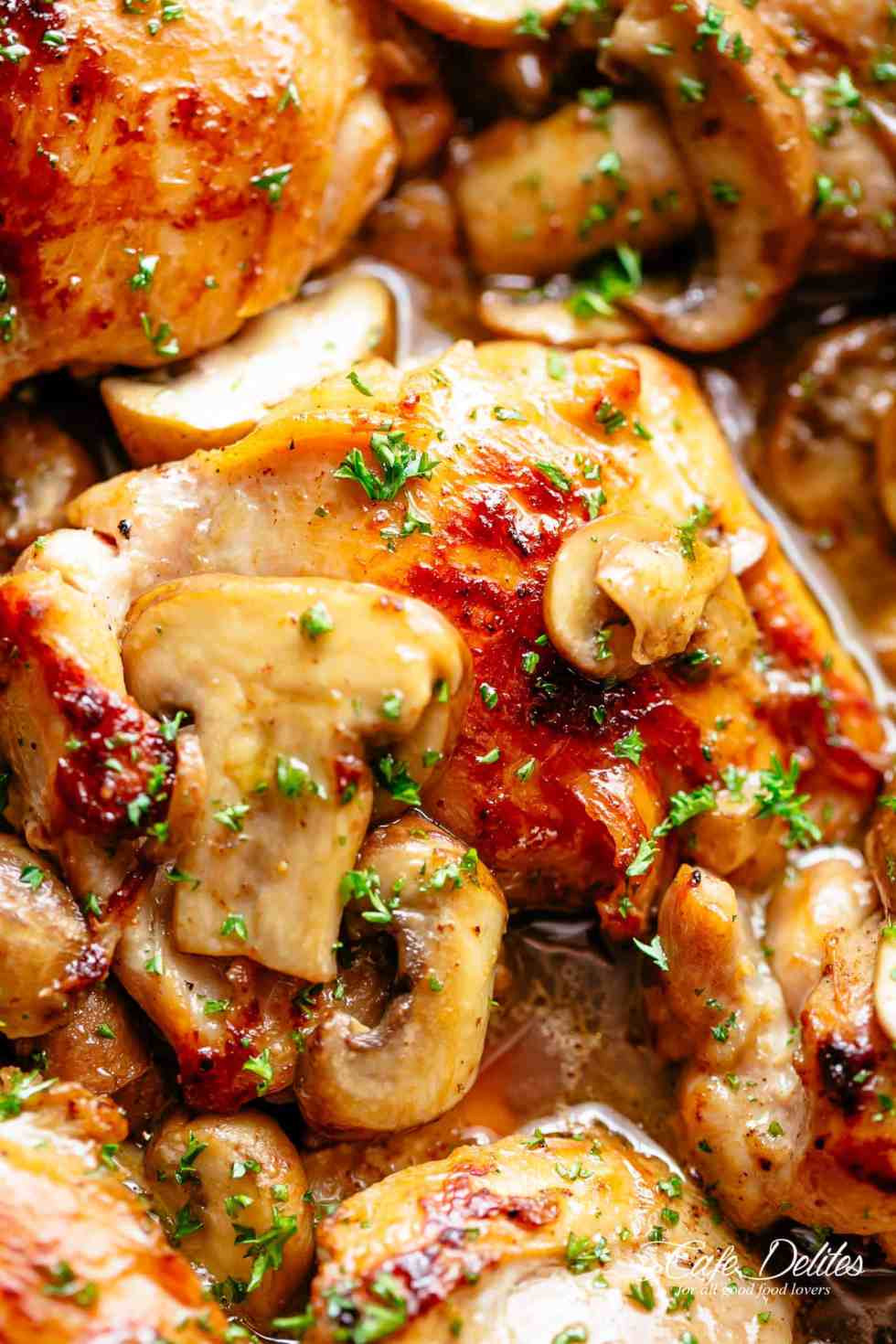 Chicken Thighs And Mushroom Recipes
 Garlic Mushroom Chicken Thighs Cafe Delites