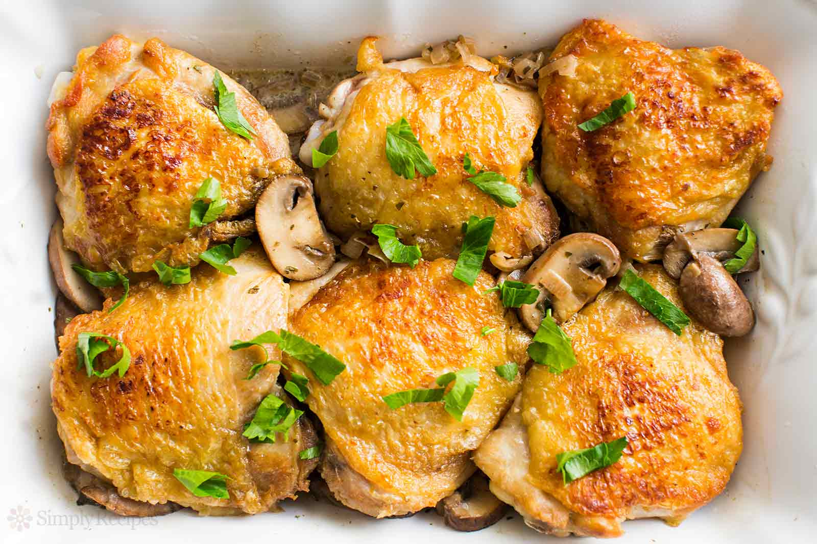 Chicken Thighs And Mushroom Recipes
 Chicken Thighs with Mushrooms and Shallots Recipe