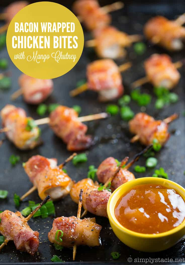Chicken Wrapped In Bacon Appetizers
 Bacon Wrapped Chicken Bites with Mango Chutney