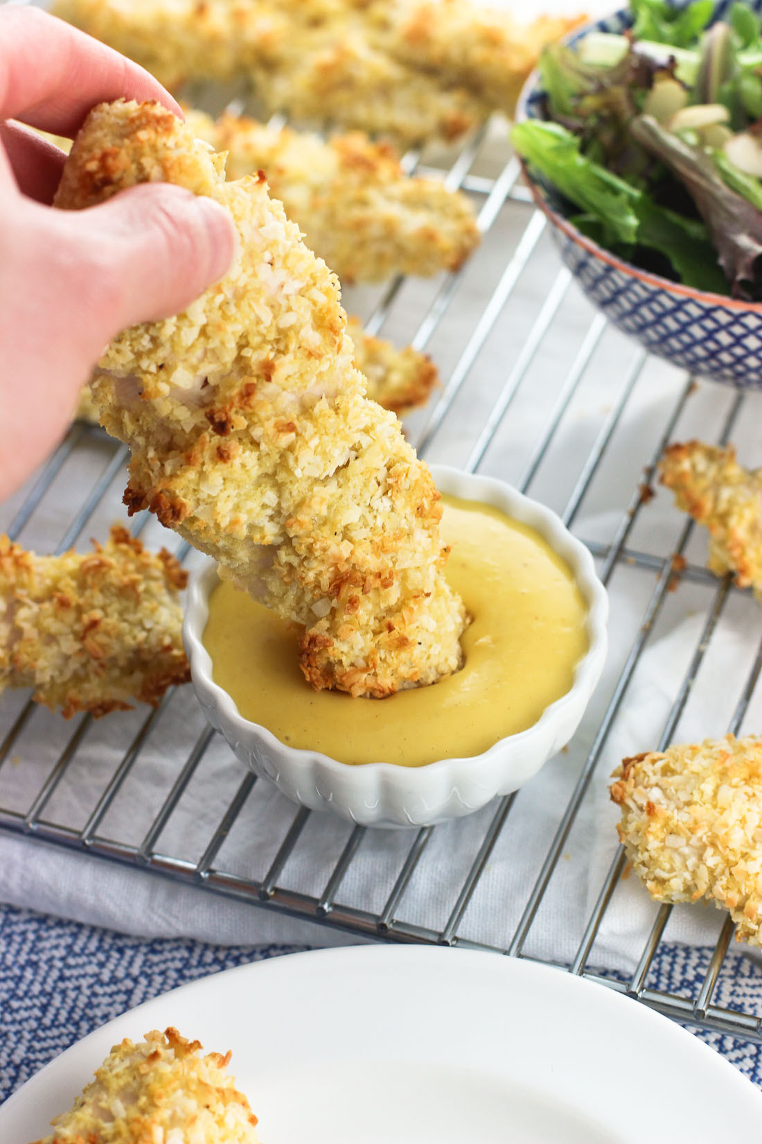 Coconut Chicken Tenders
 Double Dipped Baked Coconut Chicken Tenders