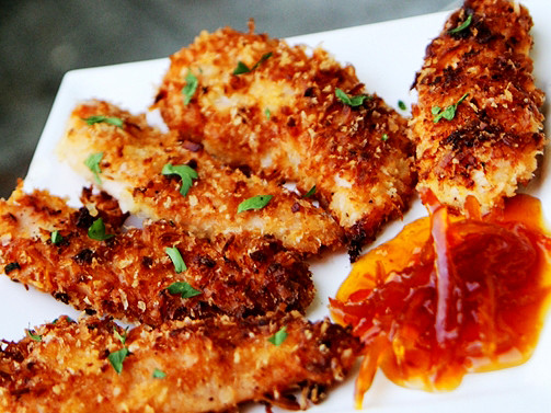 Coconut Chicken Tenders
 Coconut Chicken Tenders with Honey Marmalade Dipping Sauce