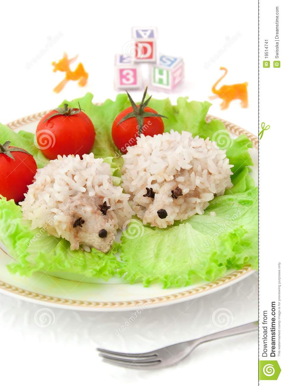 Cooking For Two
 Children s Food Two Rice Hedgehogs Stock Image Image