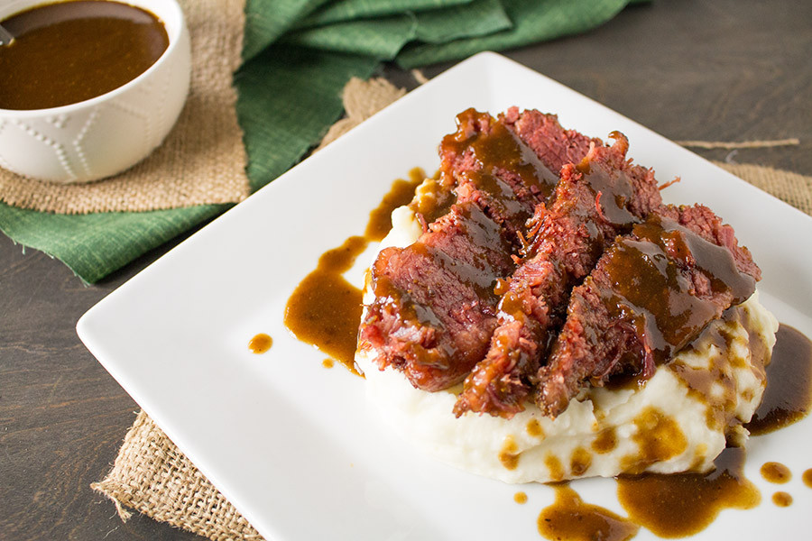 Corned Beef Gravy
 Slow Cooked Corned Beef with Spicy Guinness Gravy and