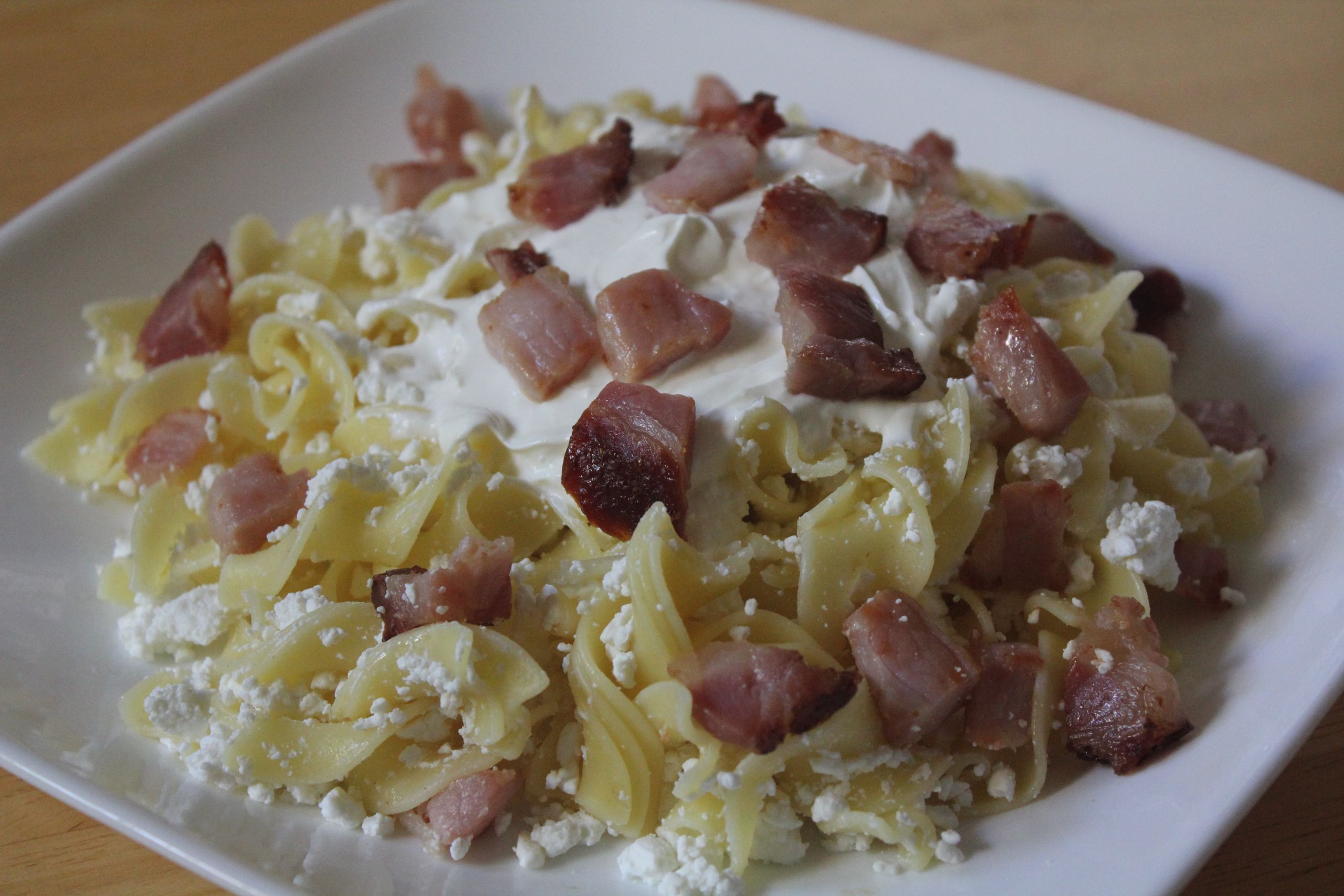 Cottage Cheese And Noodles
 Túrós Csusza Cheese and Bacon Noodles