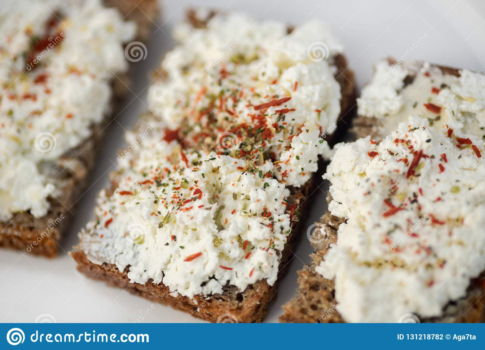 Cottage Cheese Sandwiches
 Sandwiches With Cottage Cheese And Herbs Stock