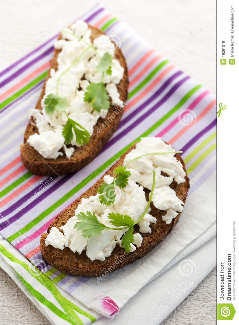 Cottage Cheese Sandwiches
 Sandwich With Cottage Cheese And Coriander Royalty Free