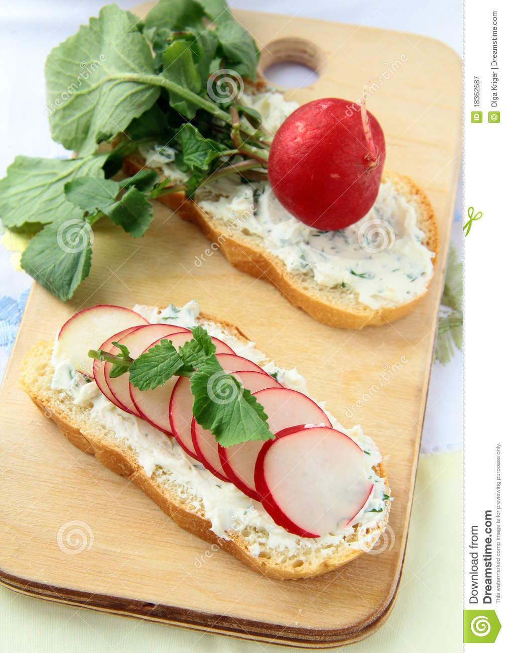 Cottage Cheese Sandwiches
 Sandwiches With Radishes And Cottage Cheese Stock Image