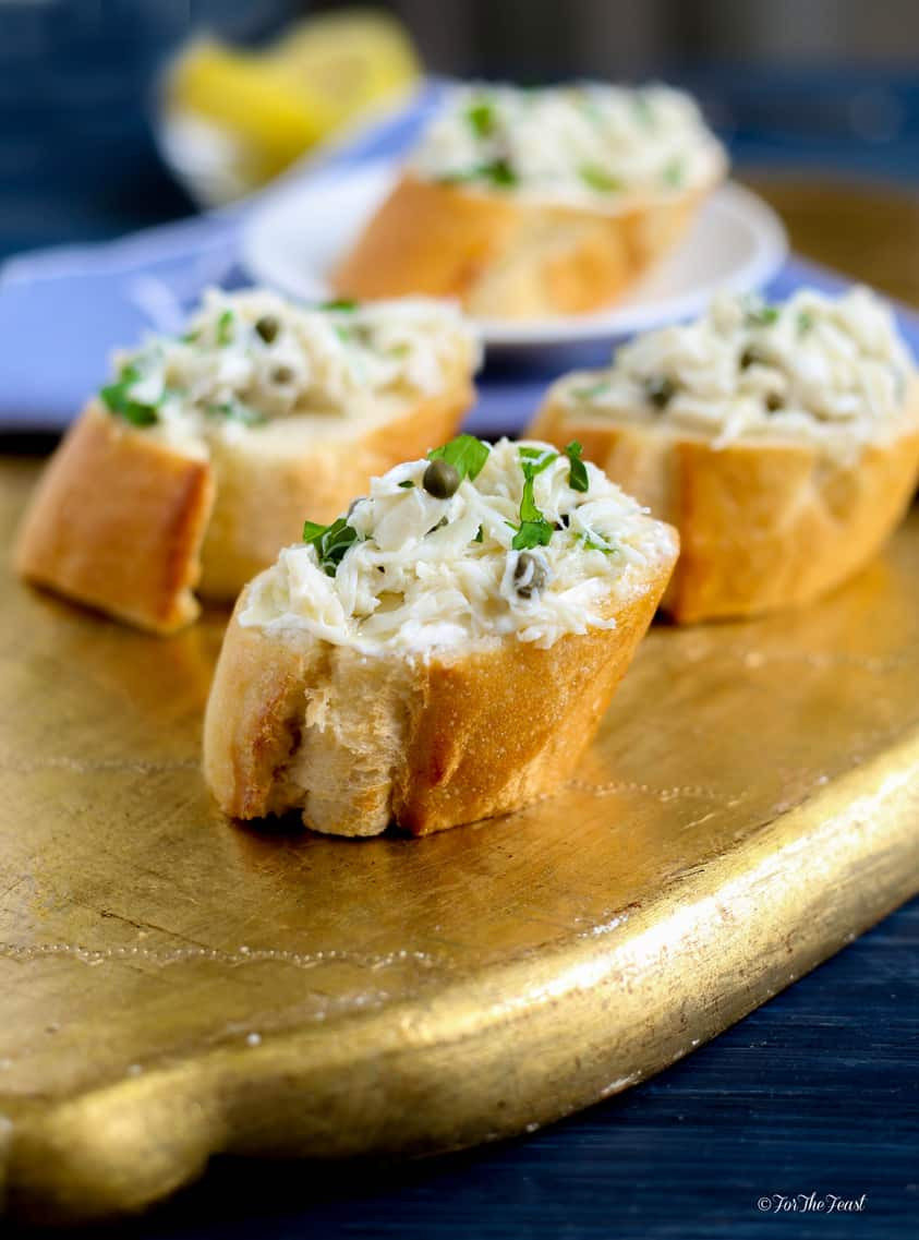 Crab Meat Appetizer
 Crab Crostini Appetizer with Lemon and Capers
