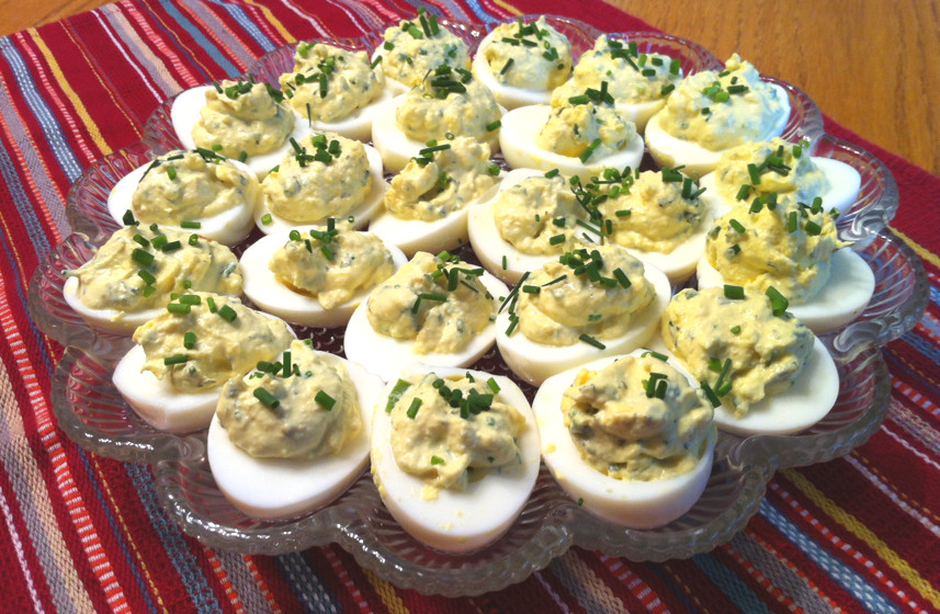 Crab Stuffed Deviled Eggs
 Crab Stuffed Deviled Eggs with Chives and Parsley